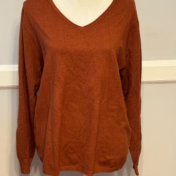 Milano Essentials Rust V-Neck Sweater - Picture 2 of 7